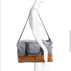 J. M. Wechter weekender bag. Navy/white/cognac